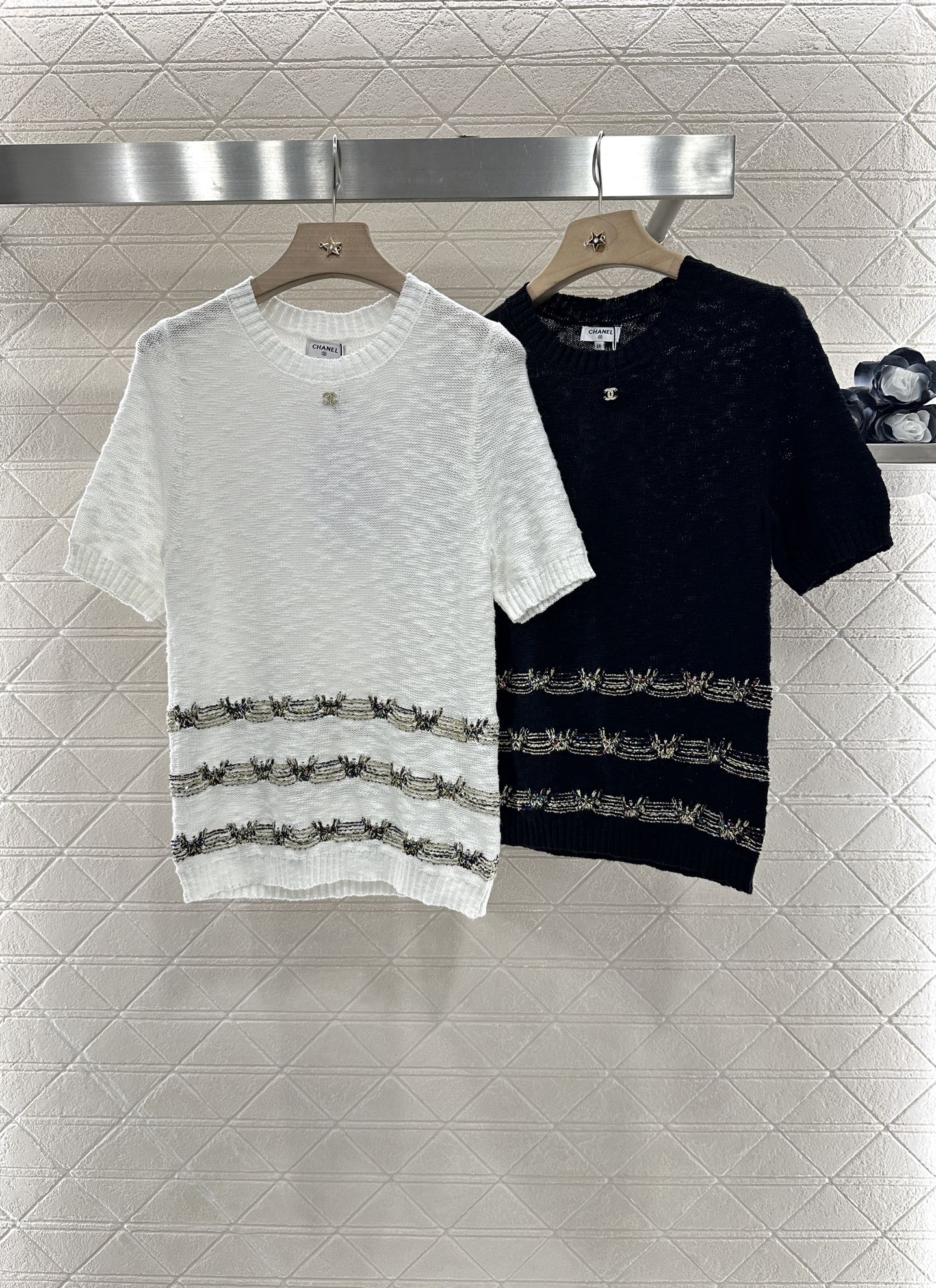 C 2025 new product Embroidered knitted short sleeves