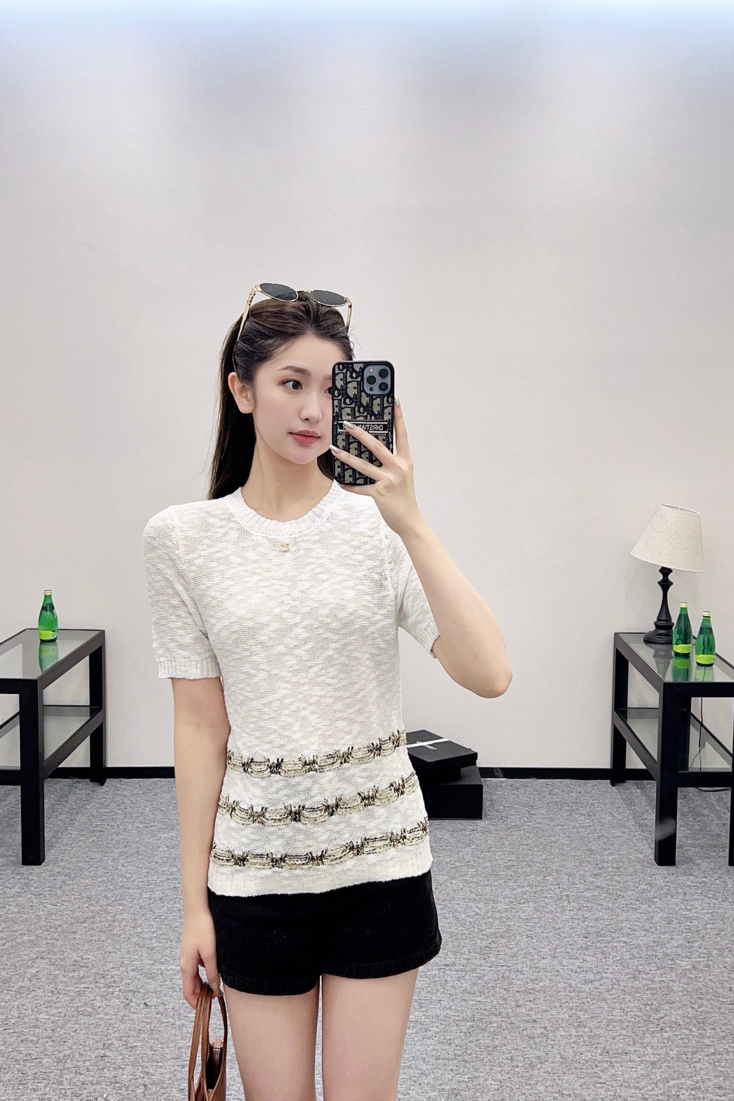 C 2025 new product Embroidered knitted short sleeves