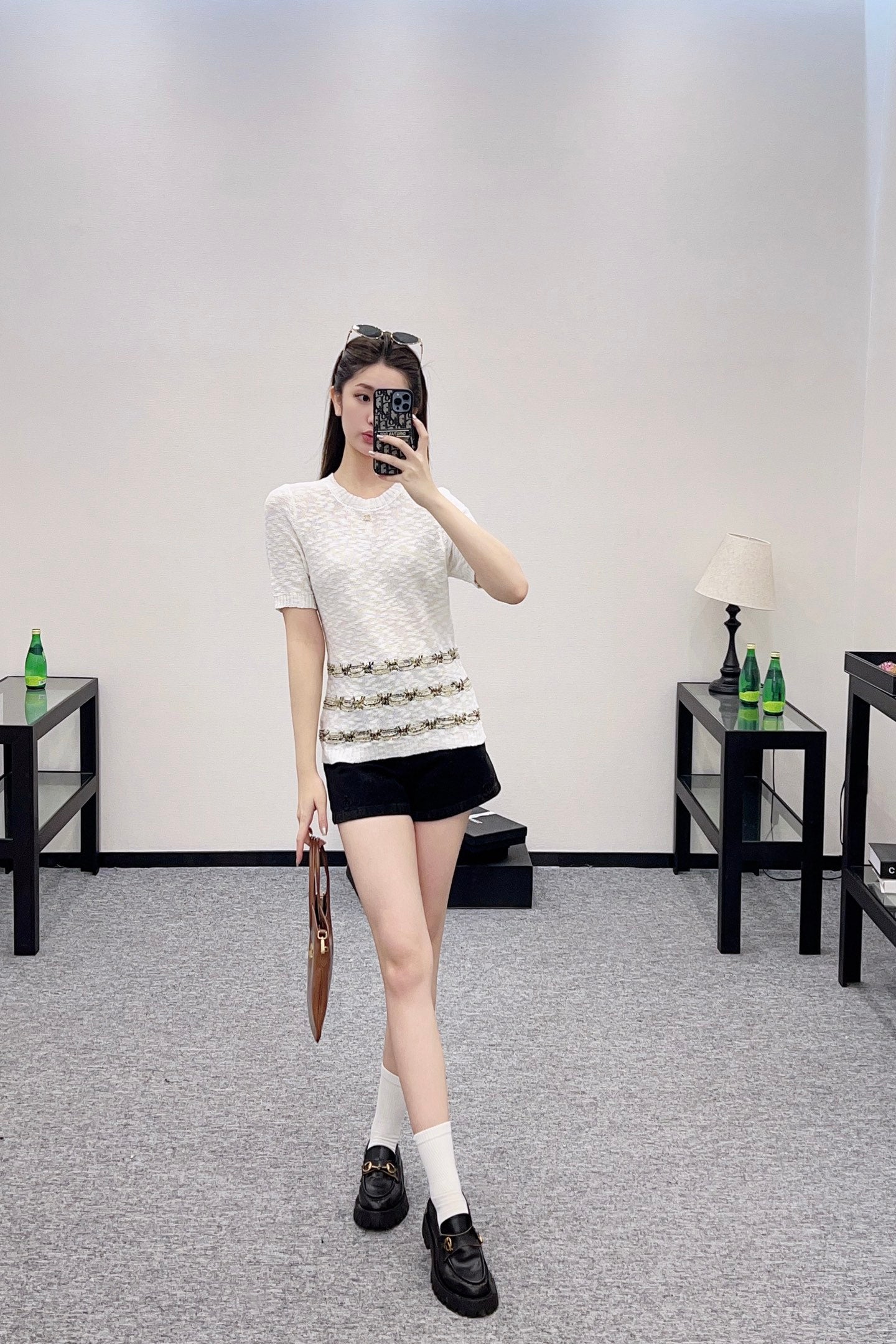 C 2025 new product Embroidered knitted short sleeves