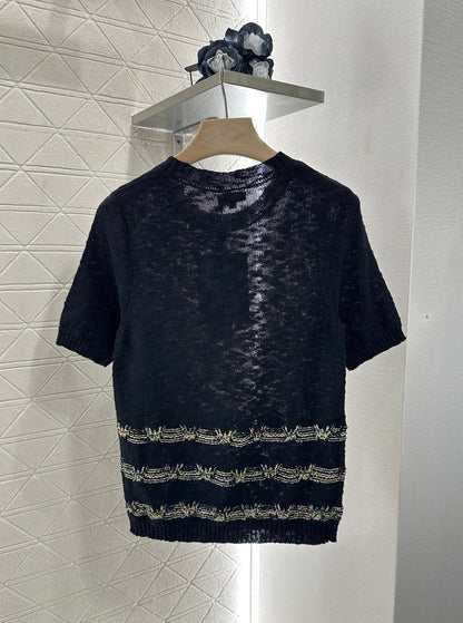 C 2025 new product Embroidered knitted short sleeves