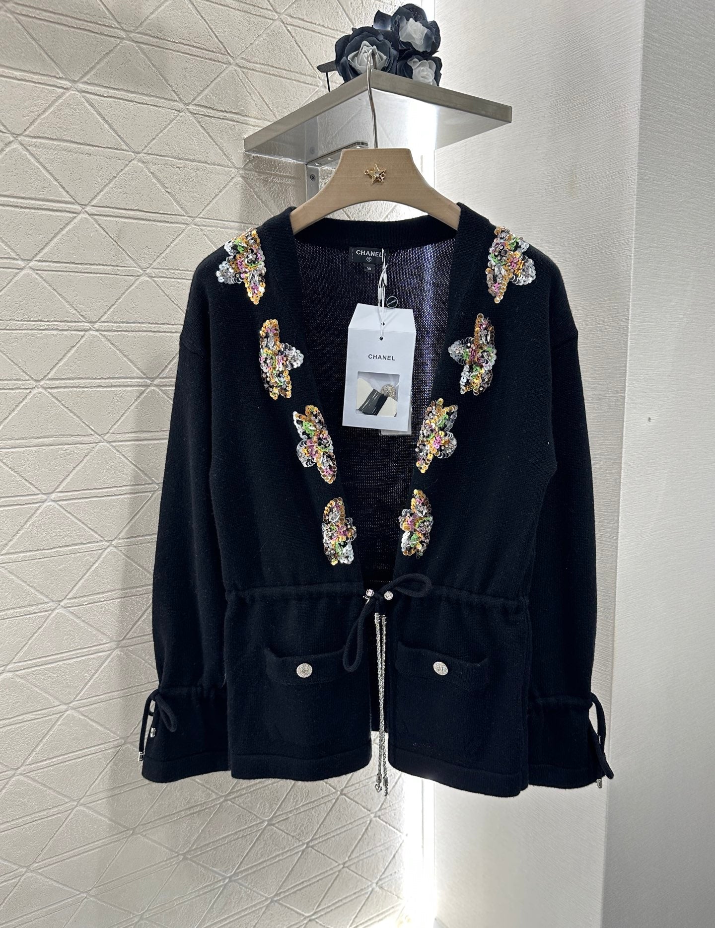 C 2025 new product Beaded knitted cardigan