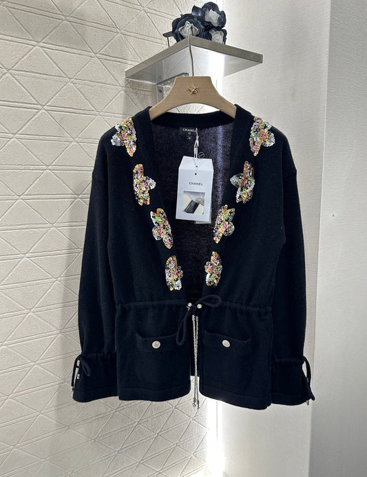 C 2025 new product Beaded knitted cardigan