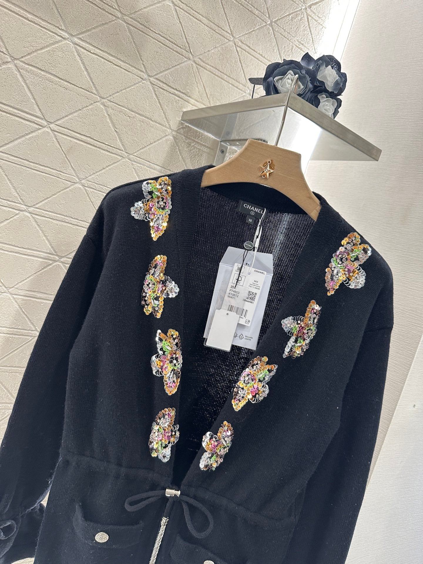 C 2025 new product Beaded knitted cardigan