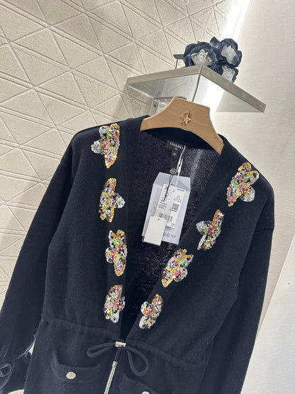 C 2025 new product Beaded knitted cardigan