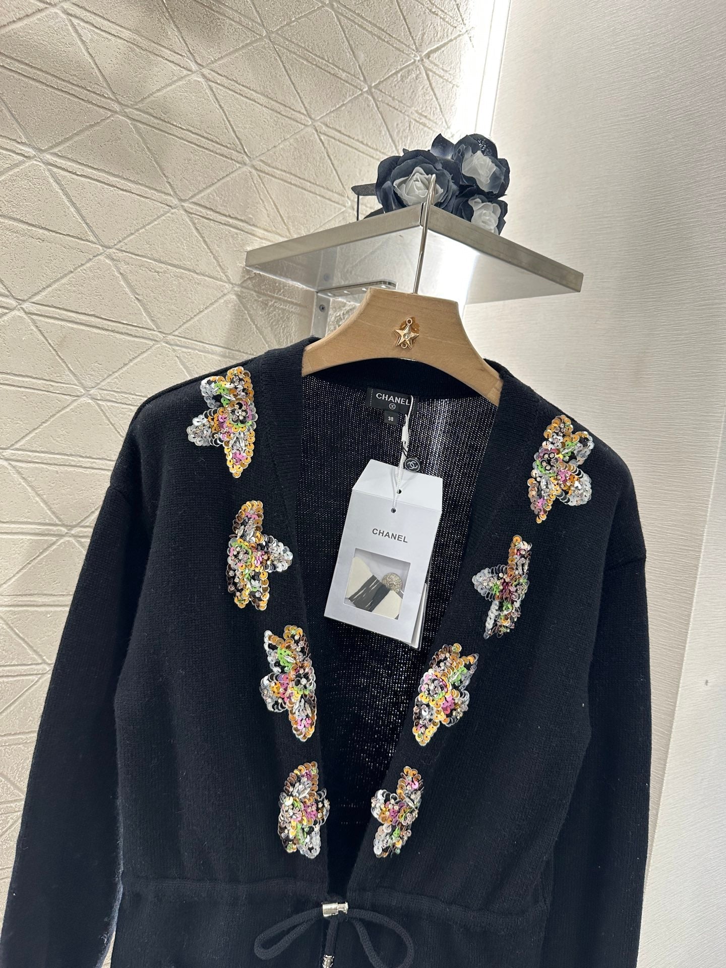 C 2025 new product Beaded knitted cardigan