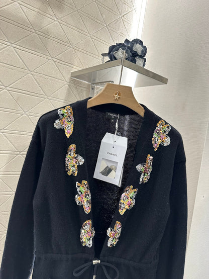 C 2025 new product Beaded knitted cardigan