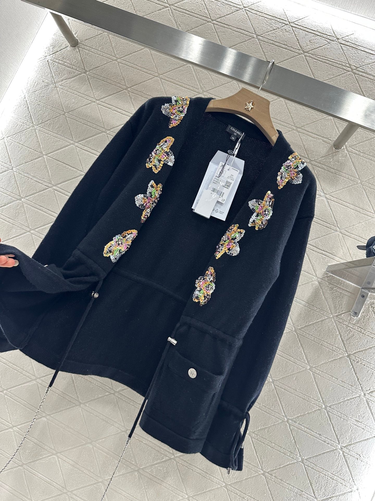 C 2025 new product Beaded knitted cardigan
