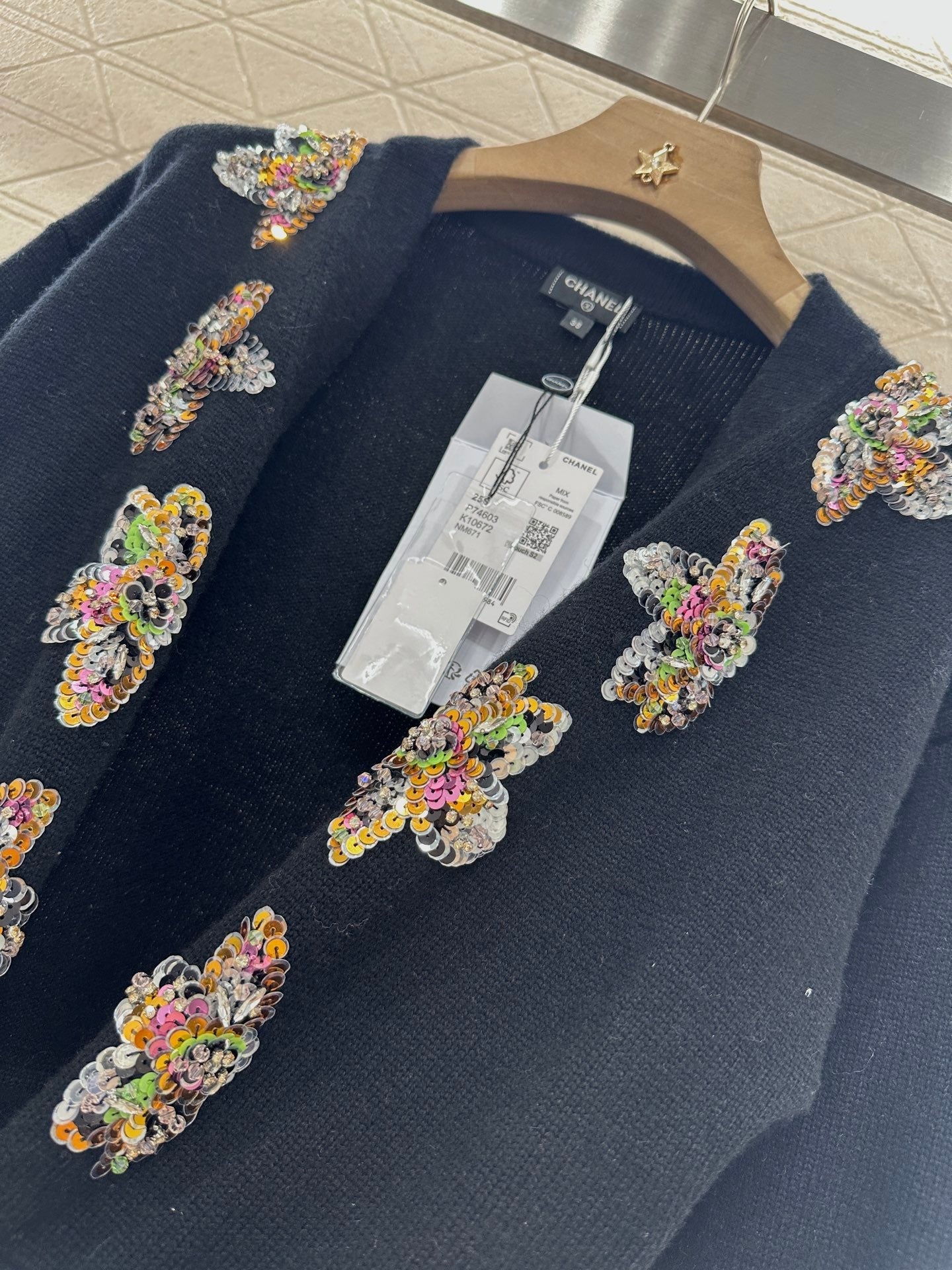 C 2025 new product Beaded knitted cardigan