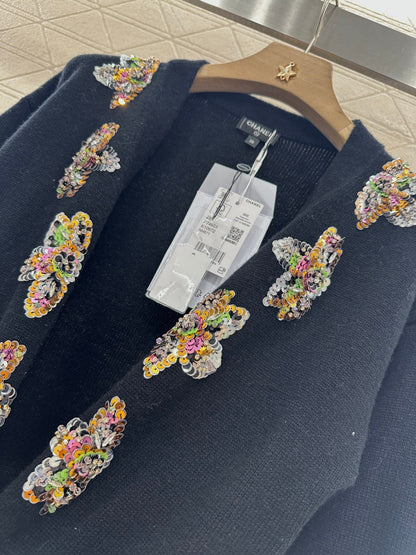 C 2025 new product Beaded knitted cardigan