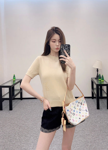 L 2025 new products Embroidered knitted short sleeves