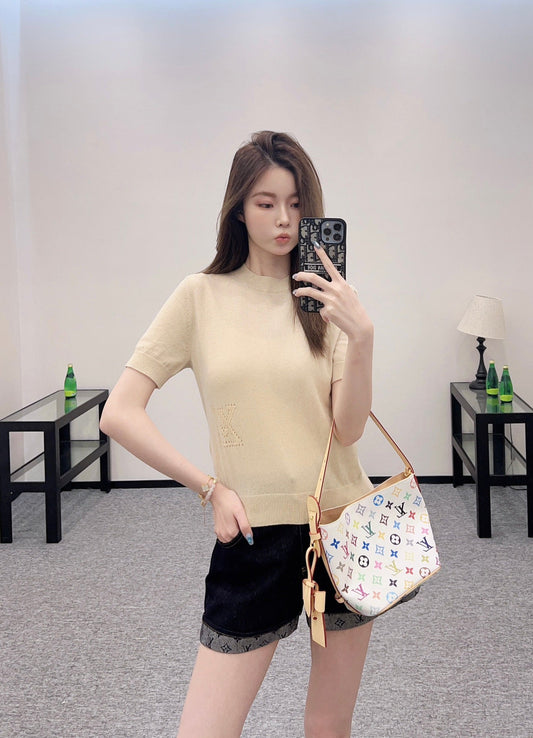 L 2025 new products Embroidered knitted short sleeves