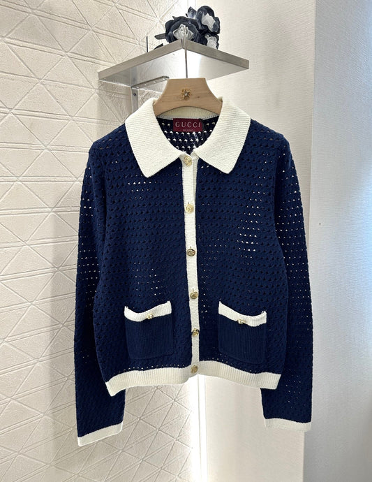 G 2025 new product Hollow knitted cardigan