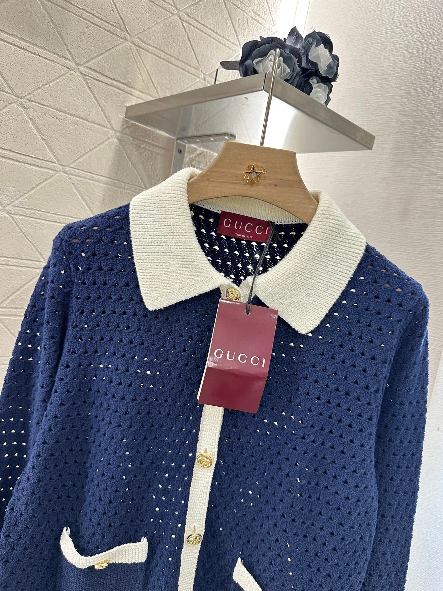 G 2025 new product Hollow knitted cardigan