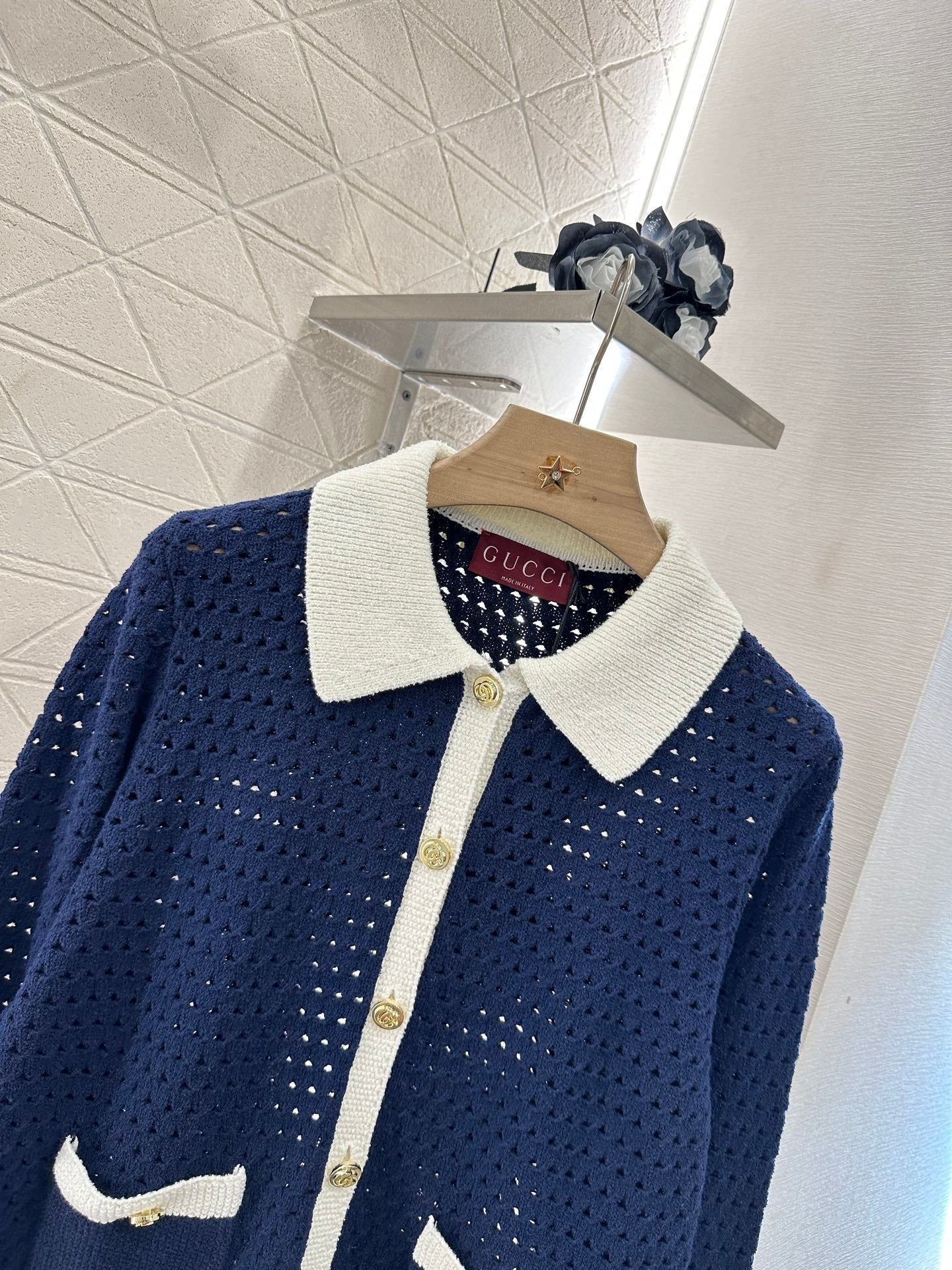 G 2025 new product Hollow knitted cardigan