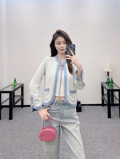 C 2025 new products Knitted cardigan（RED,BLACK,BLUE,LIGHT BLUE,PINK）
