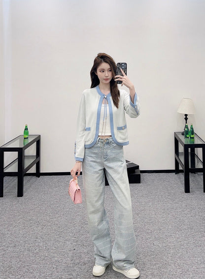 C 2025 new products Knitted cardigan（RED,BLACK,BLUE,LIGHT BLUE,PINK）