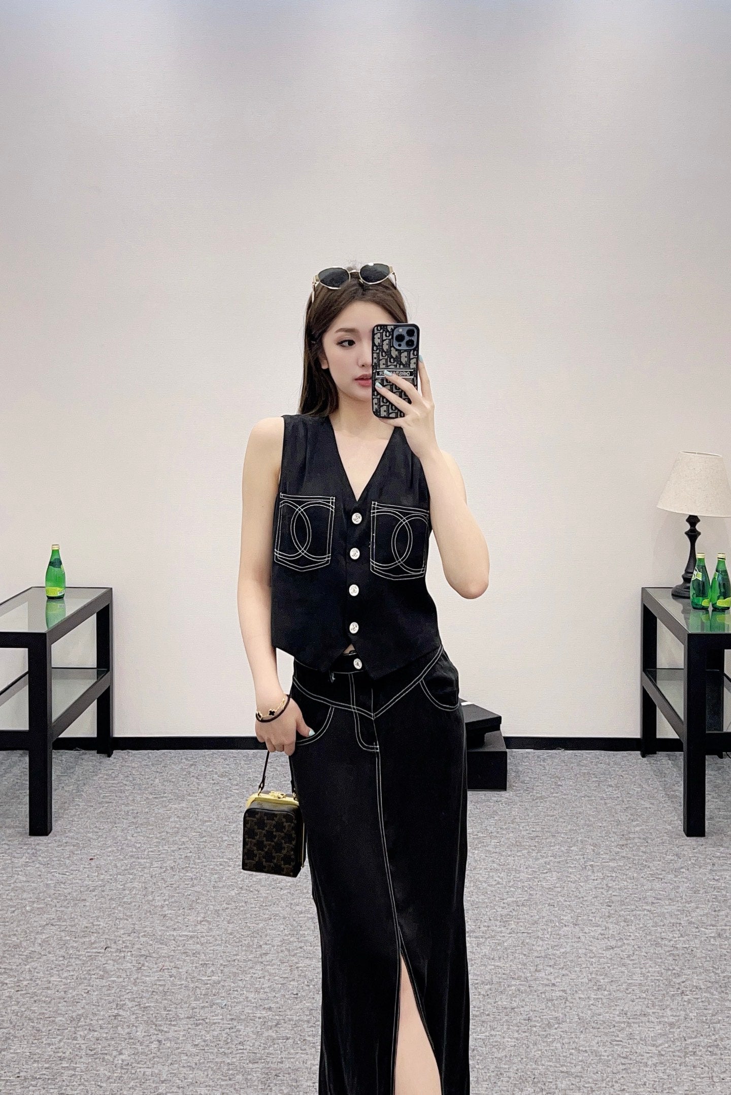 C 2025 new product Vest slit long skirt suit