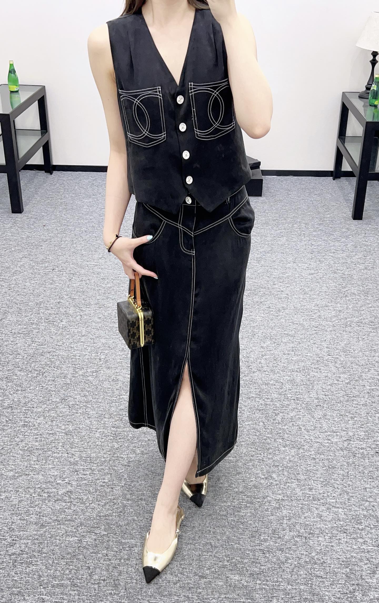 C 2025 new product Vest slit long skirt suit
