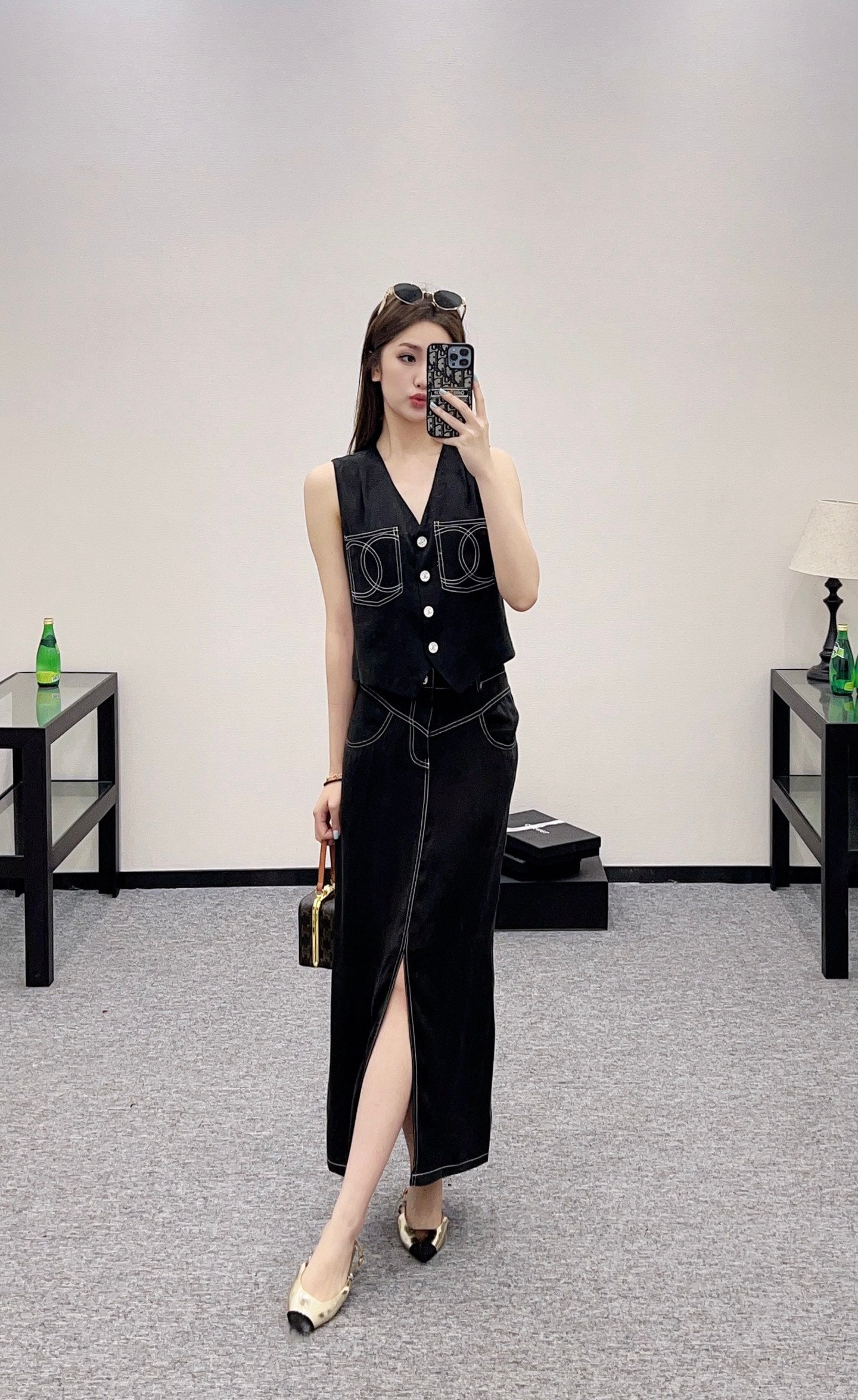 C 2025 new product Vest slit long skirt suit