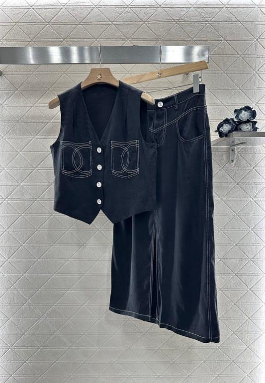 C 2025 new product Vest slit long skirt suit