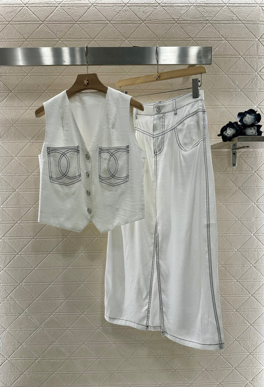 C 2025 new product Vest slit long skirt suit