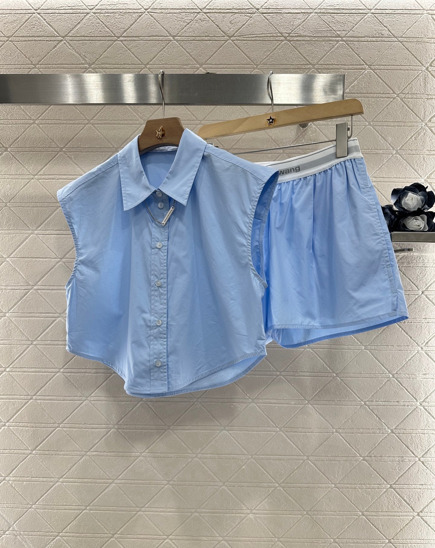 AL 2025 new product Sleeveless shirt and shorts set