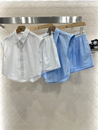 Al 2025 new product Sleeveless shirt and shorts set