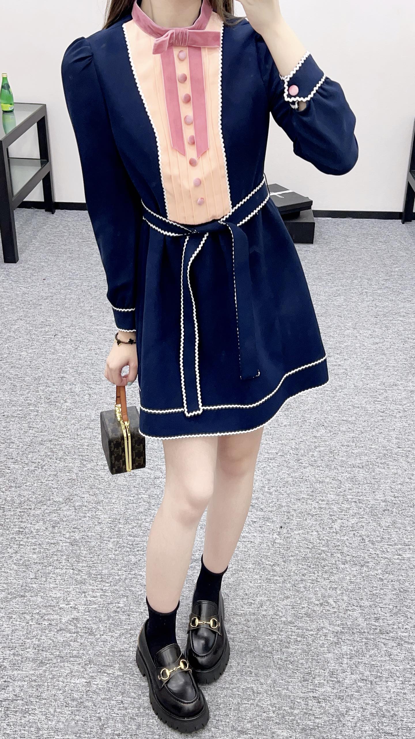V 2025 new product Bow belt dress
