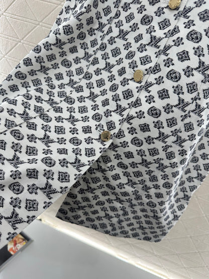 L 2025 new product Printed belt denim dress