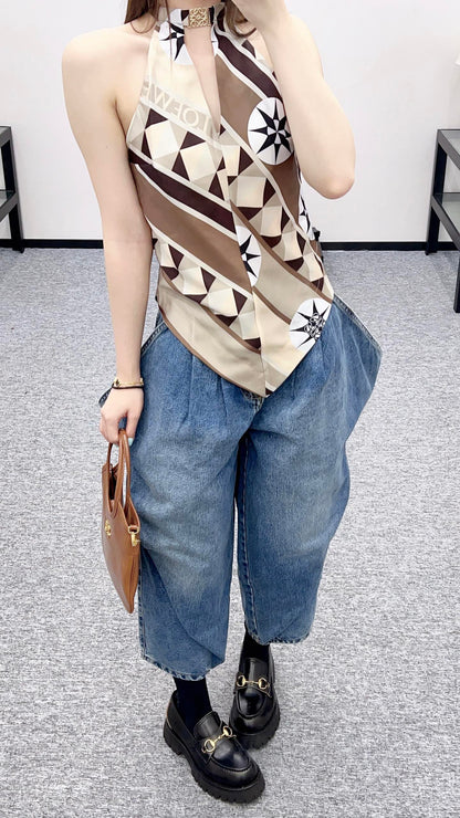 Lo 2025 new product Super cool denim cropped pants