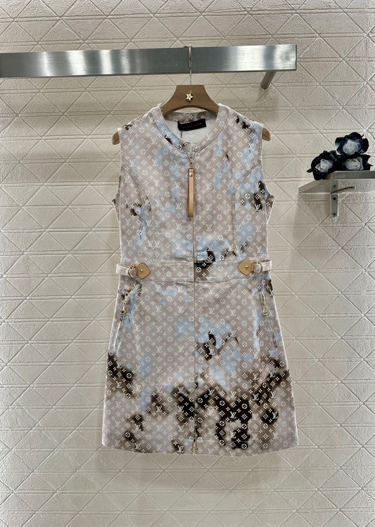 L 2025 new product Printed gradient vest dress