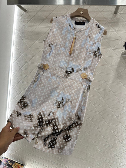 L 2025 new product Printed gradient vest dress