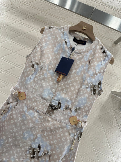 L 2025 new product Printed gradient vest dress