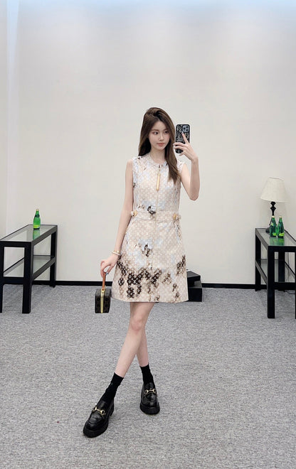 L 2025 new product Printed gradient vest dress