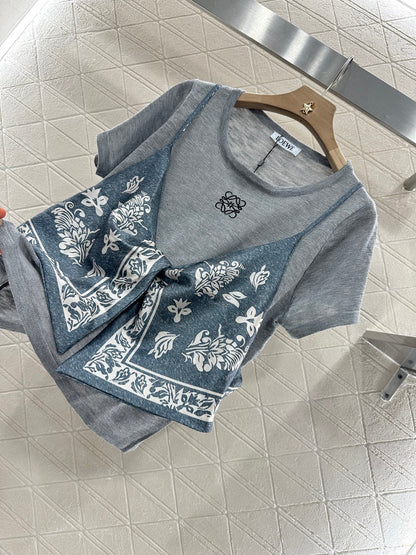 LO 2025 new product Printed knitted top