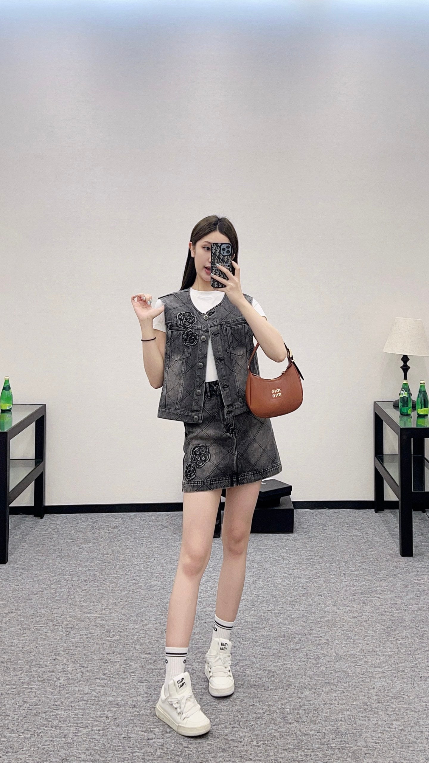C 2025 new products Denim vest and short skirt set