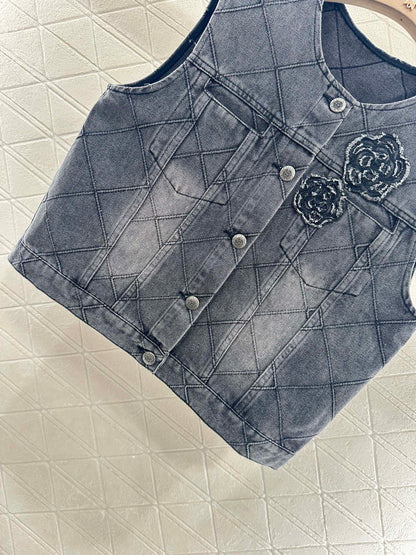 C 2025 new products Denim vest and short skirt set