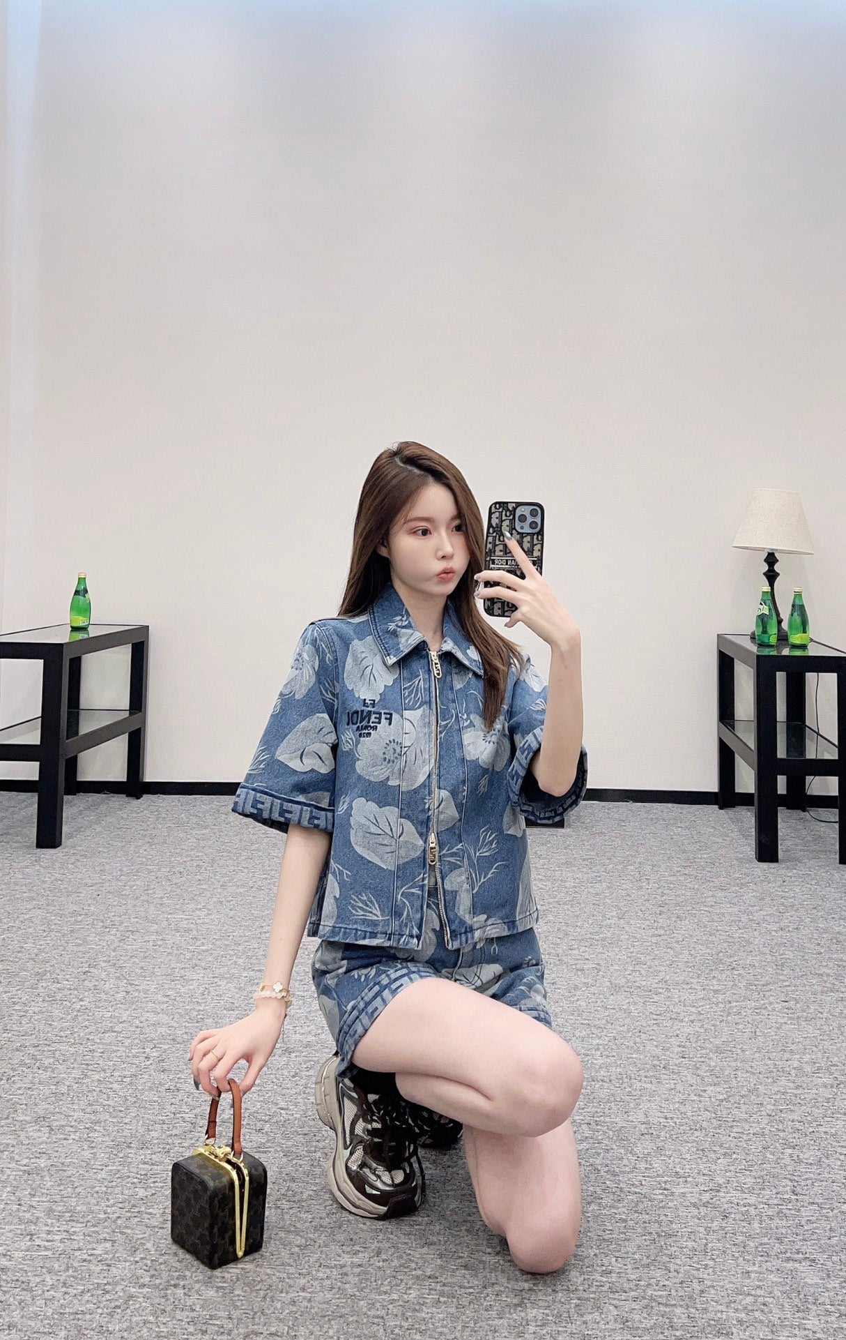 F 2025 new product Denim jacket and shorts set