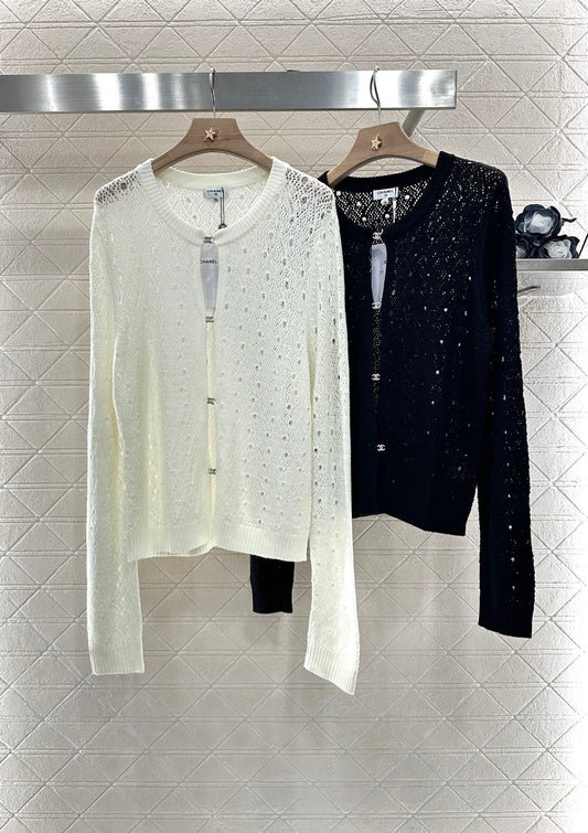C 2025 new product Hollow rhinestone cardigan