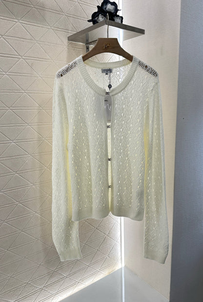 C 2025 new product Hollow rhinestone cardigan