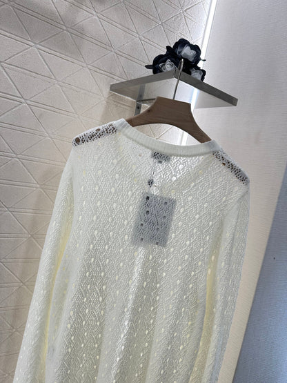 C 2025 new product Hollow rhinestone cardigan
