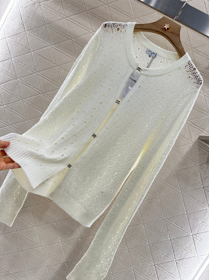 C 2025 new product Hollow rhinestone cardigan