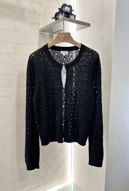 C 2025 new product Hollow rhinestone cardigan