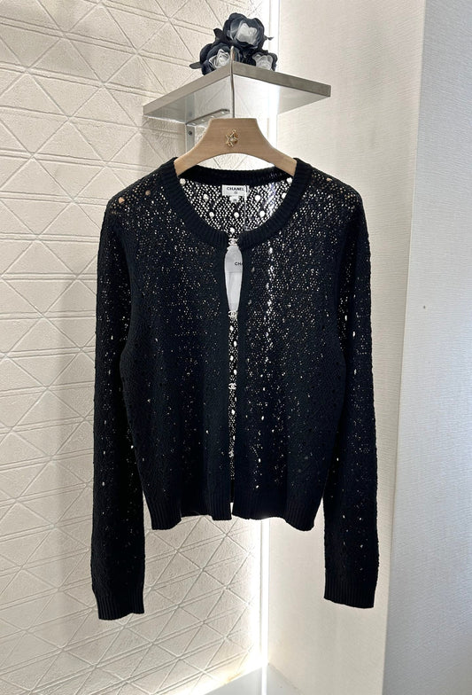 C 2025 new product Hollow rhinestone cardigan