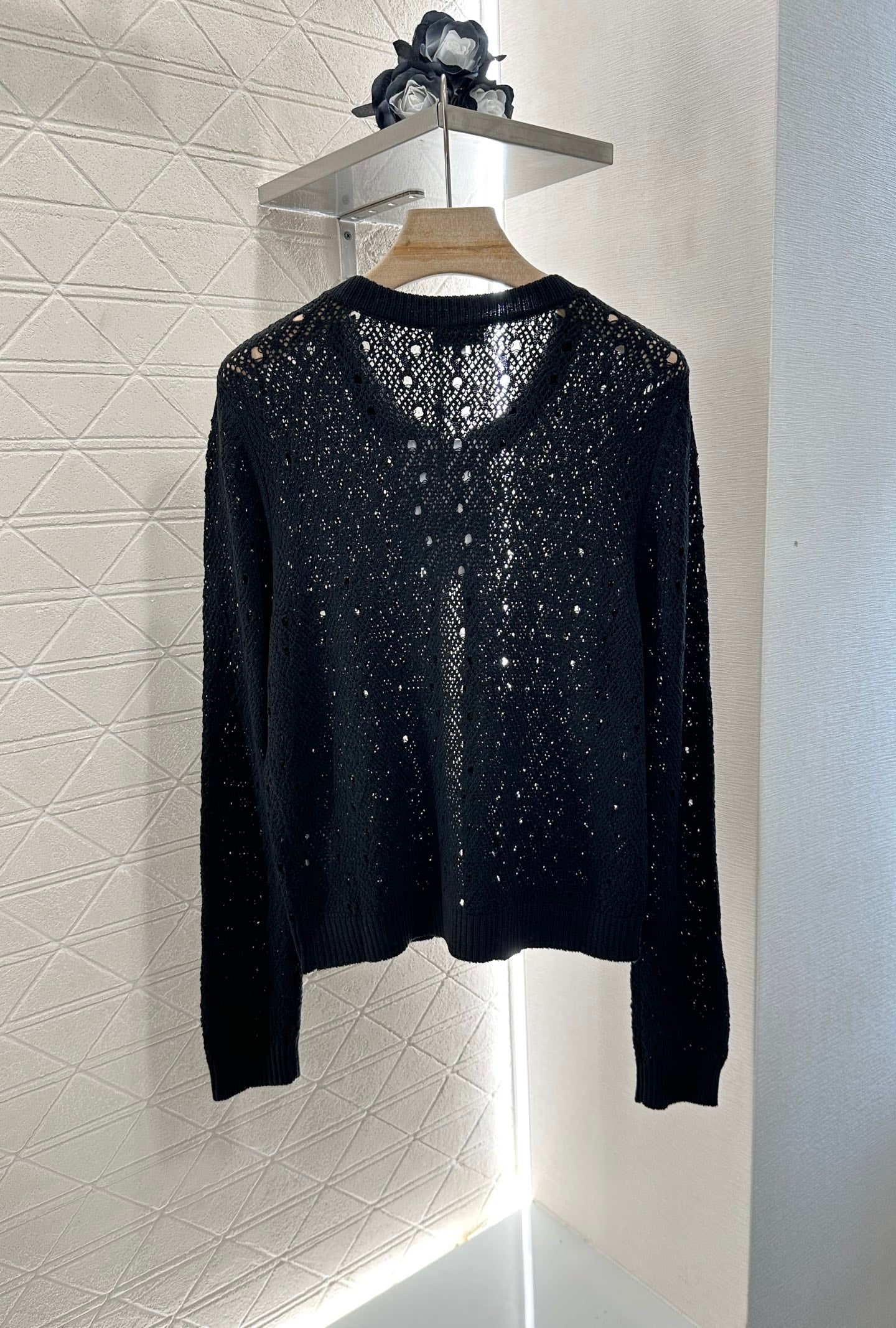 C 2025 new product Hollow rhinestone cardigan