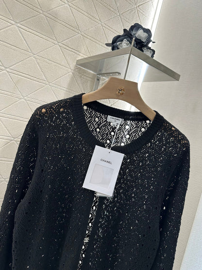 C 2025 new product Hollow rhinestone cardigan