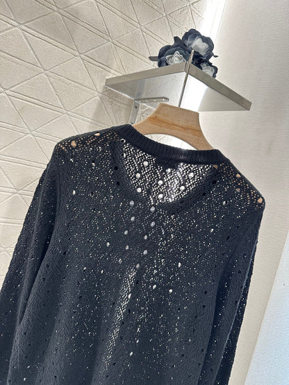 C 2025 new product Hollow rhinestone cardigan