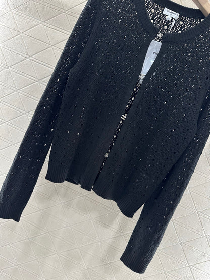 C 2025 new product Hollow rhinestone cardigan