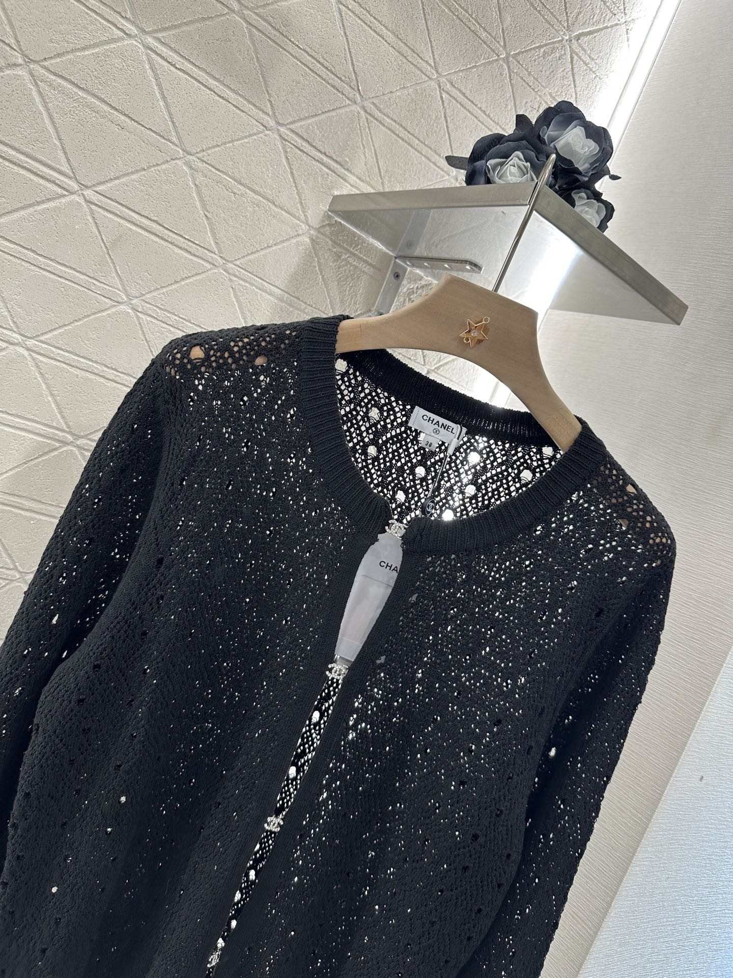 C 2025 new product Hollow rhinestone cardigan