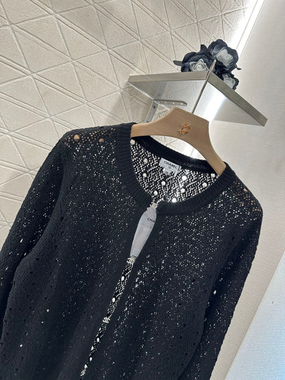 C 2025 new product Hollow rhinestone cardigan